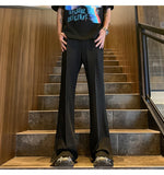 WIAOFELLAS  -  Brown Black Baggy Suit Pants Men Fashion Social Mens Dress Pants Korean Loose Straight Flared Pants Mens Office Formal Trousers