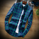 Wiaofellas  -  Mens Long Sleeve Shirt Solid Oxford Dress with Left Chest Pocket High-quality Male Casual Regular-fit Tops Button Down Shirts