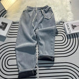 WIAOFELLAS  -  Wasteland style niche design yellow mud jeans men's American high street drape straight floor pants wide-leg pants