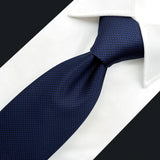 Wiaofellas  -  Navy Solid Handmade Classic Extra Long Mens Tie Set Silk Handkerchief Silk Skinny Business Wedding Bow Tie Pre-Tied