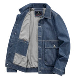 Wiaofellas  -  Spring Autumn Men's Blue Casual Denim Jacket Fashion Big Pocket Cotton Denim Coat Male Brand Outerwear Clothes 4XL 5XL MY1003