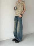 WIAOFELLAS  -  Washable Old Cat Beard Worn Loose Wide Leg Versatile Jeans and Pants for Men and Women