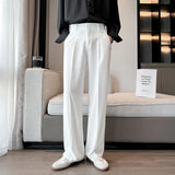 WIAOFELLAS  -  Black White Suit Pants Men Slim Social Mens Dress Pants Korean Casual Straight Pants Mens Office Formal Trousers Plus Size 5XL
