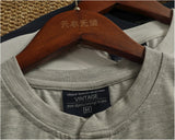 Wiaofellas  -  Summer New American Retro Short Sleeve Henry Collar Solid Color T-shirt Men's Simple 71% Cotton Washed Casual Loose Tops