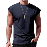 Wiaofellas  -  Loose Casual Sleeveless Vest Men's Summer New Style Thin Pure Color Tank Top Sports Style Polyester Fiber Straight Hem Design