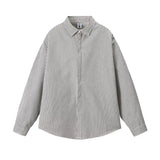 Wiaofellas  -  Men's Retro Hong Kong Style Striped Shirt Vintage Streetwear Casual Top Lightweight Breathable Unisex Urban Fashion M-XXXL