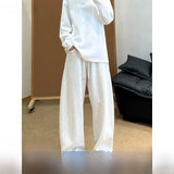 WIAOFELLAS  -  American Sle Wide Leg Straight Cut High Waist Trousers Cleanfit Sports Casual Long Pants for Men Autumn Season