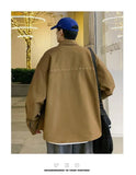 WIAOFELLAS  -  Jacket Men's Trendy Japanese Loose Shirt Collar Workwear Men's Trendy Casual Jacket