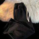 WIAOFELLAS  -  Spring Summer Men's Loose Straight-leg Jeans Casual Wide-leg Draped Trousers Trendy Lightweight Drawstring Cotton Denim Pants