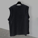 Wiaofellas  -  Mens Ripped Sleeveless Fake Two-Piece T-Shirt Personality Sports Fitness Gym Casual Loose Vest Men's Clothing Summer New