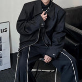 Wiaofellas  -  Men's Clothing Luxury Leisure Zipper Jacket Streetwear Solid Color  Harajuku Long Sleeve Pocket Coats Korean Popular Outwear