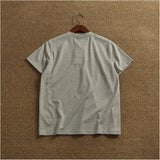 Wiaofellas  -  Summer New American Retro Short Sleeve Henry Collar Solid Color T-shirt Men's Simple 71% Cotton Washed Casual Loose Tops