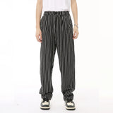 Wiaofellas  -  Men's Wear Spring Autumn Korean Style Contrast Color Vertical Striped Casual Long Pants Trendy Streetwear Pocket Pants