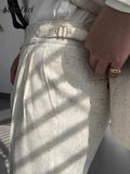 WIAOFELLAS  -  Spring Casual Trousers Mens Vintage Belt High Waist Straight Pants Naples Fashion Solid Color Pleated Mens Woolen Trousers
