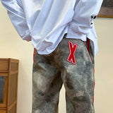 Wiaofellas  -  High Street Hiphop Camouflage Work Pants for Men and Women Trendy Brand Zipper Slit Couple Pendant Straight-leg Casual Trousers