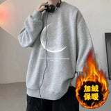 WIAOFELLAS  -  Round Neck Hoodie Men's New Versatile Long Sleeved American High Street Loose Top