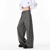Wiaofellas  -  Textured Oversize Casual Pants for Men Spring Autumn Loose Wide Leg Slimming Old Money Style Flat Front Trousers