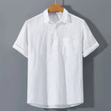 Wiaofellas  -  Japanese Retro Linen Square Neck Short-sleeve Men Shirt Summer Casual Thin Cardigan