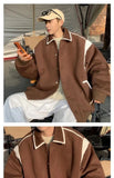 WIAOFELLAS  -  American Retro Patchwork Contrasting Lapel Jacket Men's Casual Trend Versatile Baseball Jacket Top