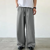 WIAOFELLAS  -  Men Plaid Pants Drawstring Joggers Loose Casual Straight Trousers Men Streetwear 2025 Fashion Male Long Pants S-5XL