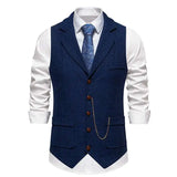 WIAOFELLAS  -  Coffee Lapel Men's British Retro Vest Slim Loose Literary Solid Color Versatile Cardigan Top
