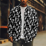 WIAOFELLAS  -  Halloween Jacket for Men Spider Print Spider web Long Sleeve Orange Zipper Jacket Casual