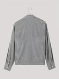 WIAOFELLAS  -  Fashion Vertical Striped Short Shirt For Men Streetwear Oversized Loose Long Sleeved Lapel Top Spring Autumn Versatile Shirts
