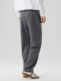 Wiaofellas  -  New Autumn Casual Pants Men Korean Fashion Banded Waist Stretch Wide Leg Pleated Suit Slacks Straight Loose Drape Trousers