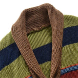 WIAOFELLAS  -  Spring Autumn Fashion Men's V-Neck Collar Cardigan Sweater Slim Fit Cable Knit Patchwork Woolen Long Sleeve Casual Male Top