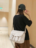 WIAOFELLAS  -  Messenger Bag Casual Canvas Bag Solid Color Retro Bag Solid Color Student Shoulder Bag