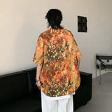 WIAOFELLAS  -  Japanese retro 100 match plankton handsome shirt men's summer cardigan loose drop feeling trend lapel half sleeve clothes tide