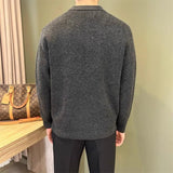 WIAOFELLAS  -  Korean New Men's Polo Neck Sweater Luxury Knitted Long Sleeve Pullover Autumn Casual Solid Color Streetwear Leisure Knitwear Top