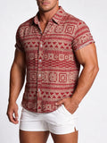 Wiaofellas  -  Men's Ethnic Style Short-Sleeve Floral Shirt, Summer Men's Short-Sleeve Floral Shirt