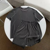 Wiaofellas  -  Summer Japanese High Extreme Suits Comfortable Folded Short-sleeved T-shirt Straight Shorts Two Piece Sets Oversized Clothing