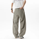 Wiaofellas  -  Ice Silk Joggers Pants Men Trendy Brand Loose Straight Wide-leg Trousers Man Breathable Quick-dry Long Pants Cargo Track Pants