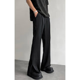 WIAOFELLAS  -  Brown Black Suit Pants Men Fashion Social Mens Dress Pants Korean Loose Straight Casual Flared Pants Mens Office Formal Trousers