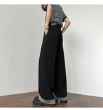WIAOFELLAS  -  New Simple Men's Suit Pants Drape Striped Design Pleated Contrast Color Straight Wide Leg Male Trousers All-match