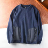WIAOFELLAS  -  Autumn Winter Men's Polar Fleece Outdoor Warm Breathable Tactical Zipper Round Neck Long Sleeve Casual Splicing Color Sweatshirt