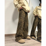 Wiaofellas  -  Leopard Printed Jeans Men Fashion Retro Printed Vintage Jeans Men Streetwear Hip-hop Loose Wide Leg Jeans Mens Denim Trousers