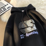 WIAOFELLAS  -  Winter Letter Graphic Printed Pullover Hoodies For Men 2025 New Hip Hop Fashion Hooded Sweatshirts High Street Fleece Y2K Hoody