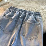 WIAOFELLAS  -  Spring Summer Men's Loose Straight-leg Jeans Casual Wide-leg Draped Trousers Trendy Lightweight Drawstring Cotton Denim Pants