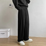 WIAOFELLAS  -  Black White Suit Pants Men Fashion Social Mens Dress Pants Korean Loose Straight Casual Pants Mens Office Formal Trousers M-2XL