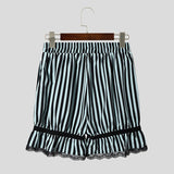 Wiaofellas  -  Men's Shorts Lace Patchwork Striped Elastic Waist Men Bottoms Streetwear Summer  Fashion Casual Unisex Shorts S-5XL