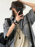 Wiaofellas  -  Harajuku Subculture Short Sleeve T Shirt Men Street Fashion Casual Loose vintage Tops Daily Outfits Men Trendy  Coats New