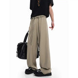 WIAOFELLAS  -  Khaki Black Suit Pants Men Fashion Society Mens Dress Pants Korean Loose Wide Leg Pants Mens Office Formal Trousers S-2XL