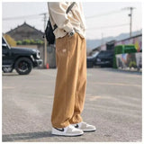 WIAOFELLAS  -  American high street workwear men spring and autumn new thin retro casual loose straight pants