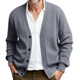Wiaofellas  -  New Men's Casual Long Sleeved Sweater Cardigan Knitted Coats Vintage Solid Top Spring Autumn Fashione Versatile Jacket