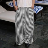 WIAOFELLAS  -  Men Striped Pants Joggers Drawstring Joggers Casual Straight Trousers Men Streetwear 2025 Loose Fashion Male Long Pants