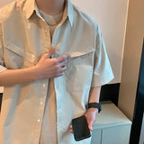 WIAOFELLAS  -  New Men's Casual Blouse Cotton Male Loose Shirt Loose Tops Short Sleeve Shirt Summer Casual Handsome Men's Shirts A99