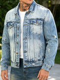Wiaofellas  -  Motorcycles Mens Fashion Jean Jacket Vintage Button-up Lapel Slim Denim Jackets For Men Autumn Stylish Long Sleeve Ripped Coats